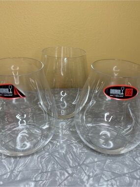 Riedel Clear Stemless Wine Glass Crystal Tumblers Lot of 3